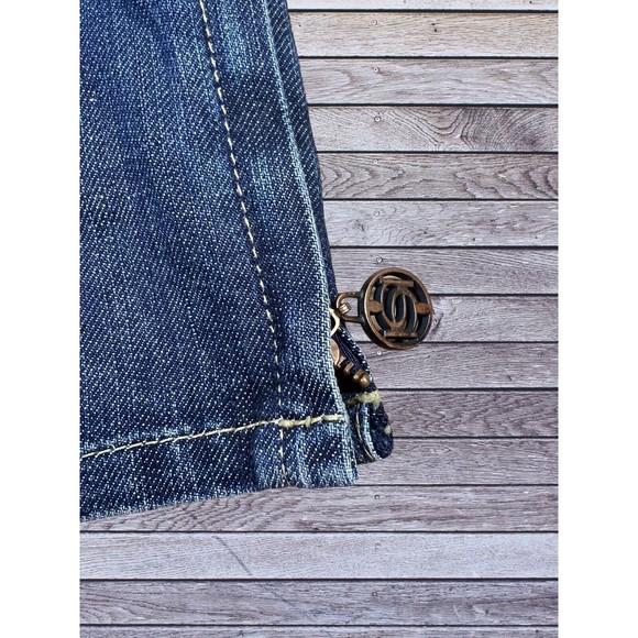 VINTAGE Y2K BEBE BEDAZZLED RHINESTONE KAYLA SLIM ZIP CROP JEANS SIZE 27 - Picture 6 of 8